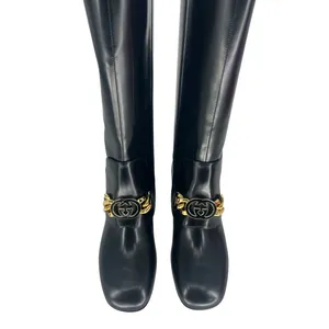 Gucci Interlocking GG Chain Patent Leather Knee‎ Boots thumbnail 11