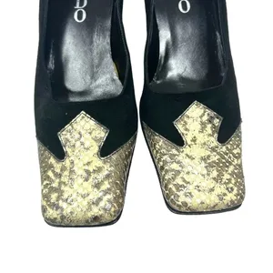 RODO Black Square Snakeskin Toe Western Style Heels‎ Size 35 / US 5 thumbnail 3
