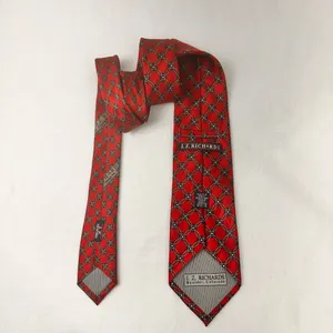 J Z Richards Silk Vintage Tie Men's Geometric Red Necktie Adjustable Curvets thumbnail 4
