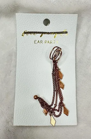 Free People Ear Party Earrings Rose Gold Tone Chains Dangle Geometric Charm New thumbnail 1