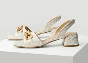 Made of The Future Tweed Chain Slingback Sandals white casual classic stylish fashion work thumbnail 3