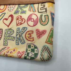 Dooney & Bourke Doodle It Y2K Multi Color Heart Zipper Pull Cream Tan thumbnail 6