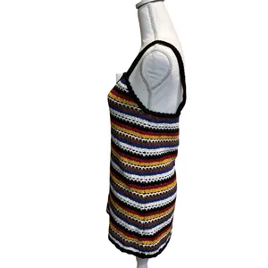 Zara Women's‎ Striped Crochet Mini Dress Wide Strap Size Small thumbnail 3