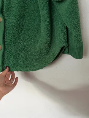 American Eagle AE Green Sherpa Corduroy Shacket Jacket Oversized Size Medium thumbnail 6