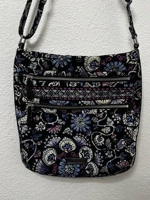 Vera Bradley Triple Zip Hipster Crossbody Shoulder Bag "Bramble" Pattern Adjust thumbnail 2