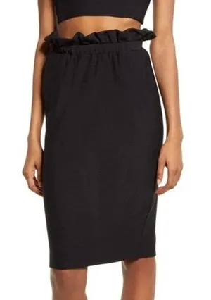 Katie May Womens Paperbag Pencil Skirt XS Black Pockets Tailored Office Career thumbnail 1