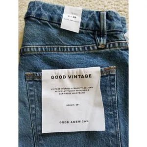 Good American Good Vintage Straight Leg Fray Jeans Indigo Blue Women's Sz 6/28 thumbnail 7