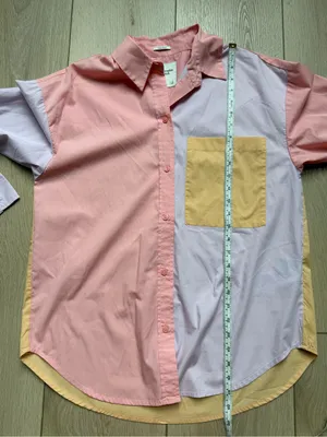 Abercrombie & Fitch Oversized Poplin Pastel Colorblock Button Up Shirt Small thumbnail 13