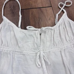 Aerie Cotton Lightweight Raw Hem White Women's Size Small Summer Dress Beach thumbnail 3