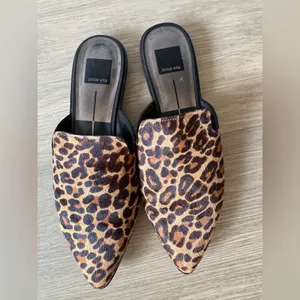 Dolce Vita calf hair leopard printed leather slides US 8.5 thumbnail 2