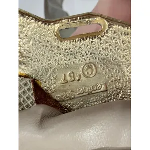 Vintage 1987 Leather‎ Shop Taupe Leather Waist Belt Gold Sculptural Buckle 34in thumbnail 3