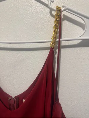 Michael Kors Burgundy Sleeveless V-Neck Maxi Dress with Chain Straps thumbnail 3