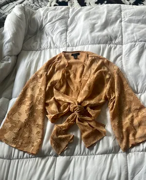 Japna Orange sheer tie top thumbnail 1