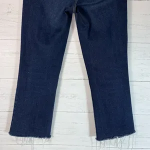 ZARA blue High Rise Cropped Jeans Raw Hem Retro Pockets Womens 6 thumbnail 6