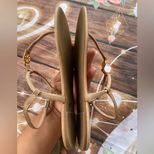 Tory Burch Tan Sandals with Gold Medallion thumbnail 6