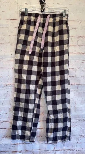 Columbia Black White Buffalo Check Small pajama Pink Drawstring waist pull on thumbnail 1