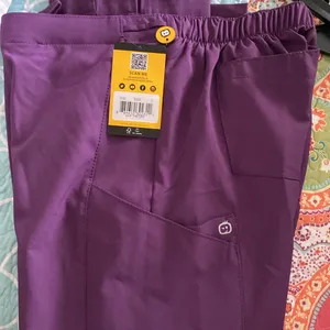 Wonder Wink Women's Flat Front Cargo Pants scrubs eggplant modern fit Small Tall thumbnail 7