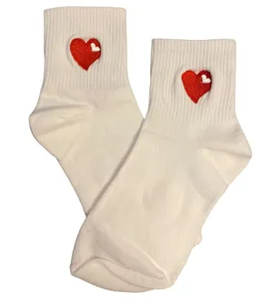Heart Embroidered Socks - #144 / Any 3 Pair $15 thumbnail 1