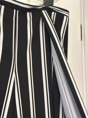 Boston Proper Black and White Vertical Stripe Wide-Leg Pants thumbnail 5