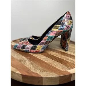 Dee Keller Pumps Multi Color Snake Skin Embossed Pointed Toe Italy Sz.40 Leather thumbnail 5