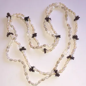 White and Brown Shells Flower Long Necklaces thumbnail 4