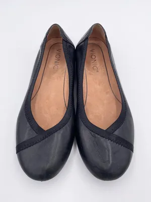 Vionic Caroll Ballet Flats Women's Size 6.5 Black Leather Comfort Shoes Chic thumbnail 3