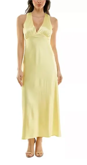 Yellow satin dress thumbnail 1