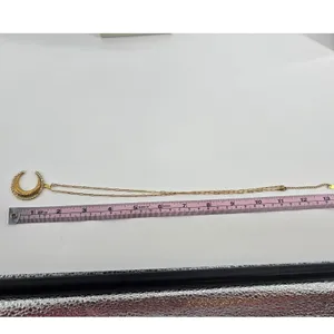 Unbranded Necklace Womens OS Crescent Moon Gold Rhinestone Paperclip Chain EUC thumbnail 3