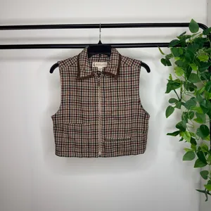 Vintage VTG Marsh Landing Cropped Plaid Wool Blend Vest size S Small thumbnail 3