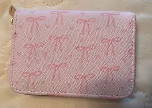 New compact pink bow wallet thumbnail 1