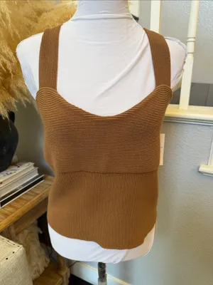 Abercrombie & Fitch Brown Ribbed Crisscross Back Tank Top Size XXL thumbnail 2