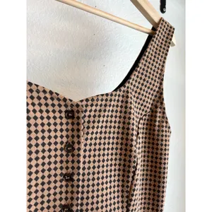 Maeve x Anthropologie Brown Checkered Jacquard Bustier Tank Top Size Large thumbnail 2