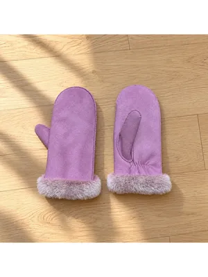 Fownes Pink Suede Faux Fur Scarf & Mittens Set Womens Winter Gloves NWOT thumbnail 2