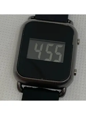 FMD women’s digital lcd watch quartz black tone 28mm black silicone band running thumbnail 3