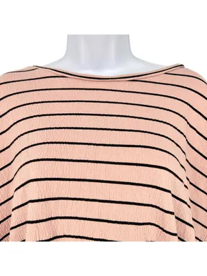 Lucky Brand Striped Short Sleeve Top With Side Ties Pink Size Medium Boho Chic thumbnail 2