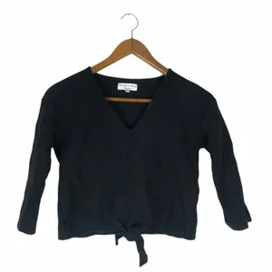 Madewell Texture & Thread Long Sleeve Tie-front Black Top thumbnail 5