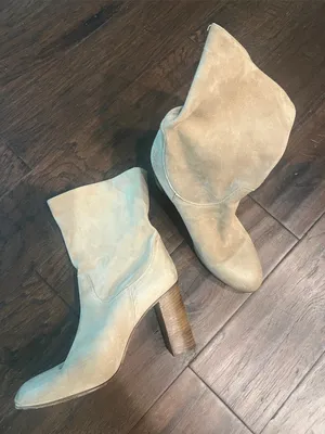Free People Tan Soft Suede Heeled Boots 9 Made in Italy GUC thumbnail 1