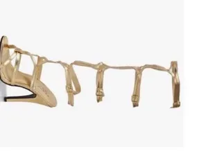 Ellie Gold Strappy Gladiator High Heel Sandals with Ankle Wrap thumbnail 7