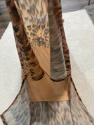 Steve Madden Leopard Mesh Maxi Dress Slit EUC Size M thumbnail 12