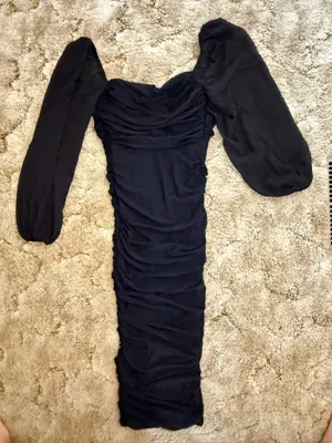 Hello Molly Black Ruched Long Sleeve Midi Dress XS NWT thumbnail 5
