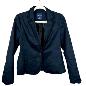 Navy Tuxedo Blazer M Dark Academia Equestrian Preppy Jacket Gold Button Style thumbnail 2