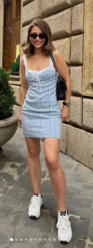 NWT ZARA COMBINATION GINGHAM DRESS size medium thumbnail 1