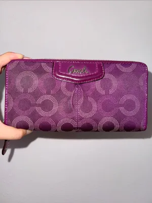 Coach Ashley Op Art Zip Around Wallet Purple thumbnail 2