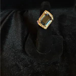 14K Gold Plated Blue Stone Cocktail Ring size 5 thumbnail 3