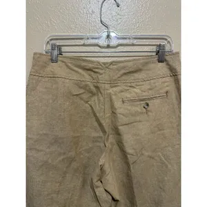 Isaac Mizrahi Womens Linen Blend Trousers Wide Leg Cropped Beige Button Accent‎ Pants Size 8 thumbnail 8