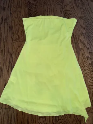 Oh Polly Strapless Ruched Neon Yellow Mini Dress thumbnail 3