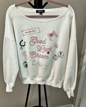Vinyl Icons Good Luck Charm Graphic Sweatshirt Size Small thumbnail 1