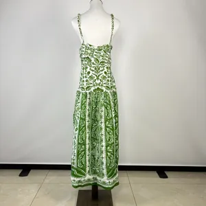 NWOT Farm Rio Floral Delicate Tapestry Linen Drop-Waist Midi Dress Size XL Green thumbnail 12