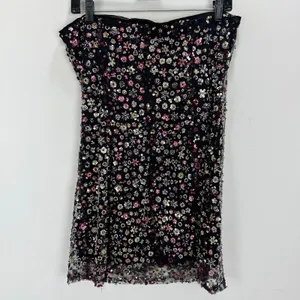Lulus Cyriana Black Sequin Strapless Mini Dress Party Floral Going Out Large thumbnail 11