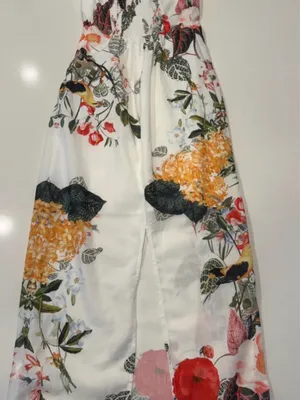 Commense White Midi Dress with Multicolor Floral & Botanical Print thumbnail 4